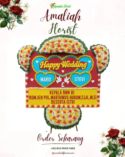 Karangan Papan Bunga Pernikahan di Moya